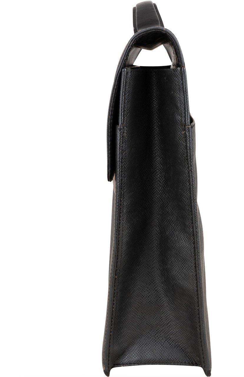 Louis Vuitton Taiga Leather Serviette Kazan Business Handbag Zwart