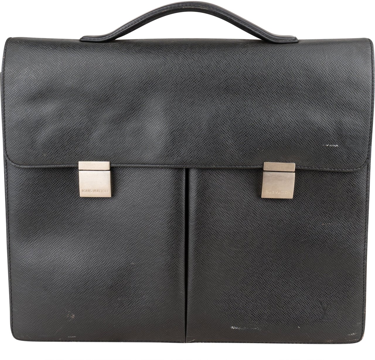 Louis Vuitton Louis Vuitton Taiga Leather Serviette Kazan Business Handbag Zwart