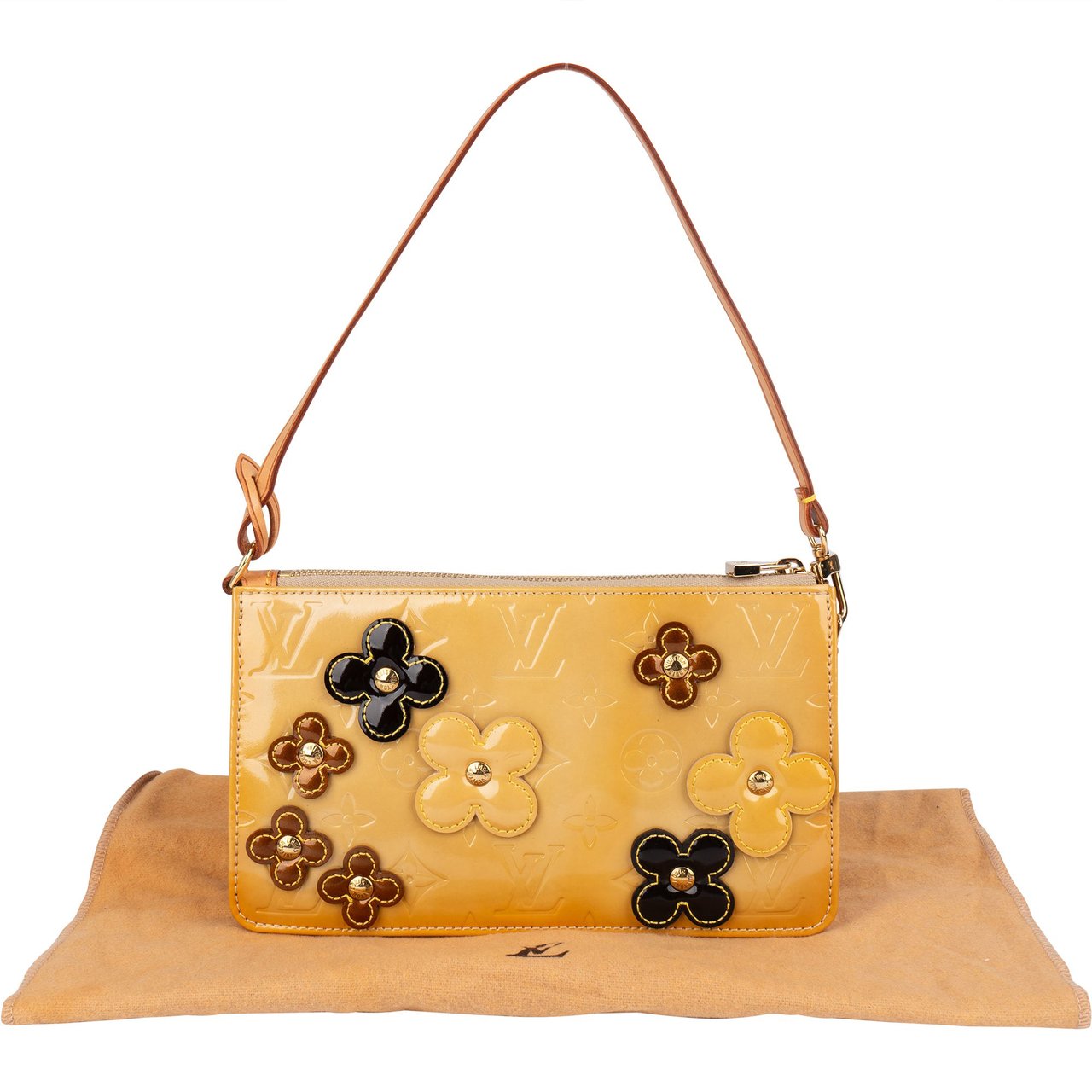 Louis Vuitton Louis Vuitton Monogram Vernis Fleurs Lexington Pochette Handbag Geel