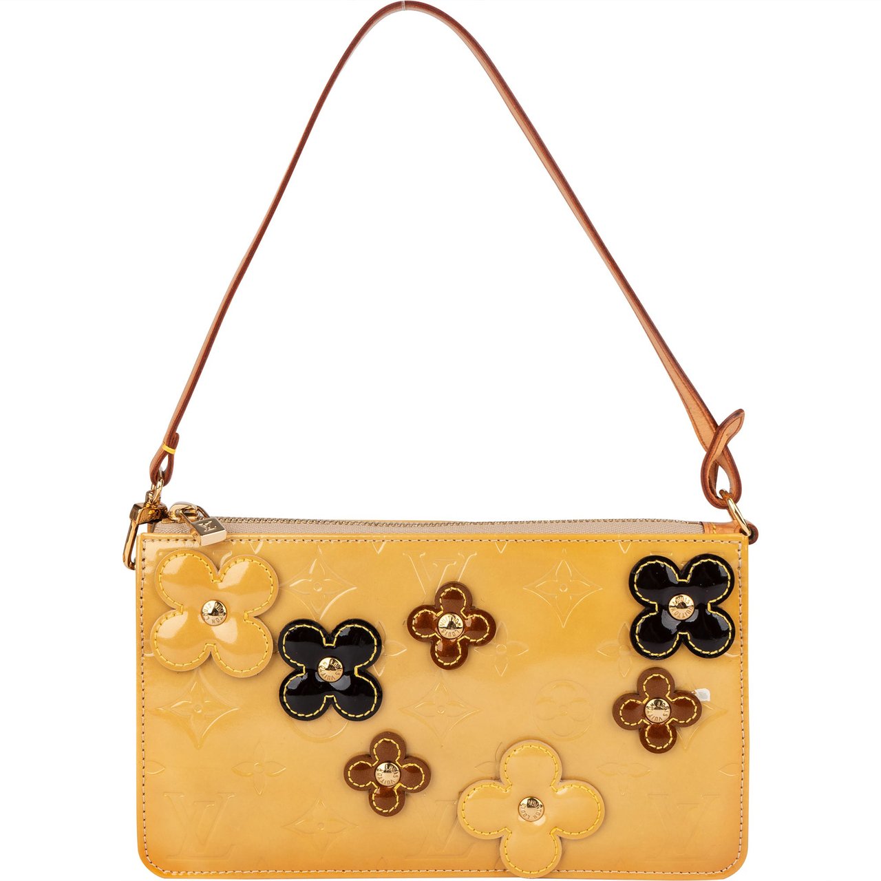 Louis Vuitton Louis Vuitton Monogram Vernis Fleurs Lexington Pochette Handbag Geel