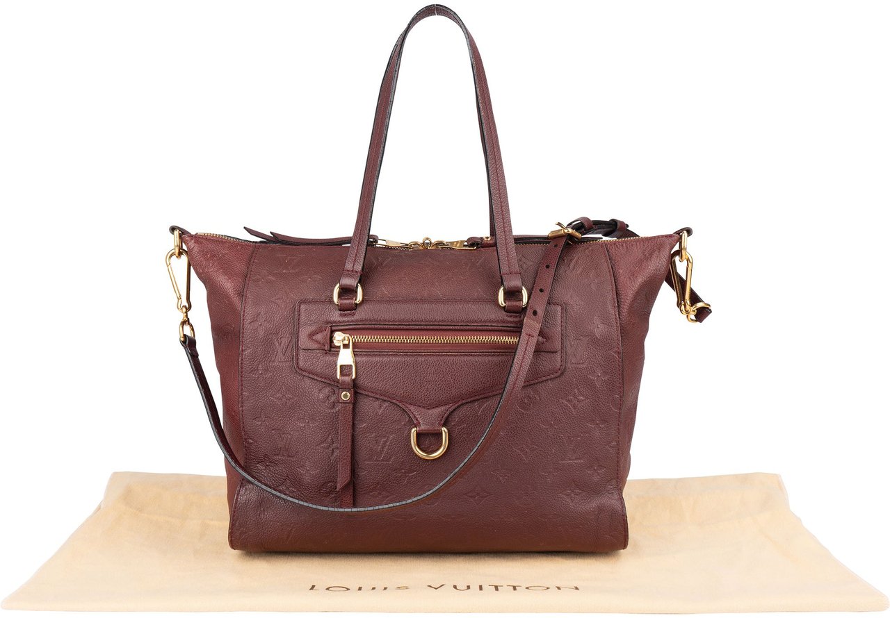 Louis Vuitton Louis Vuitton Burgundy Monogram Empreinte Leather Lumineuse PM Shoulder Bag Maroon