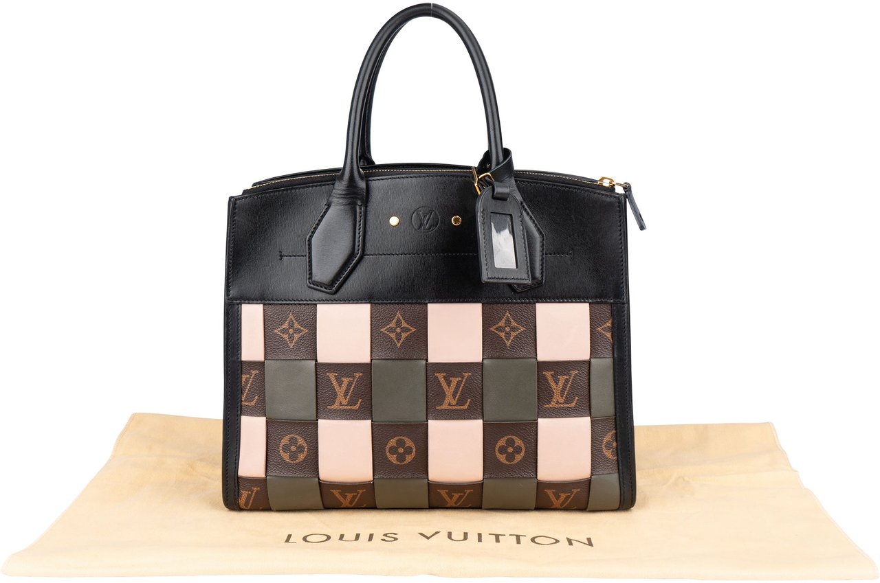 Louis Vuitton Louis Vuitton Canvas Tressage Monogram City Steamer MM Handbag Zwart