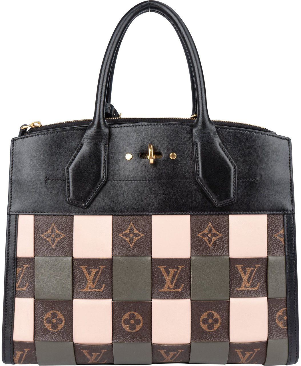 Louis Vuitton Louis Vuitton Canvas Tressage Monogram City Steamer MM Handbag Zwart
