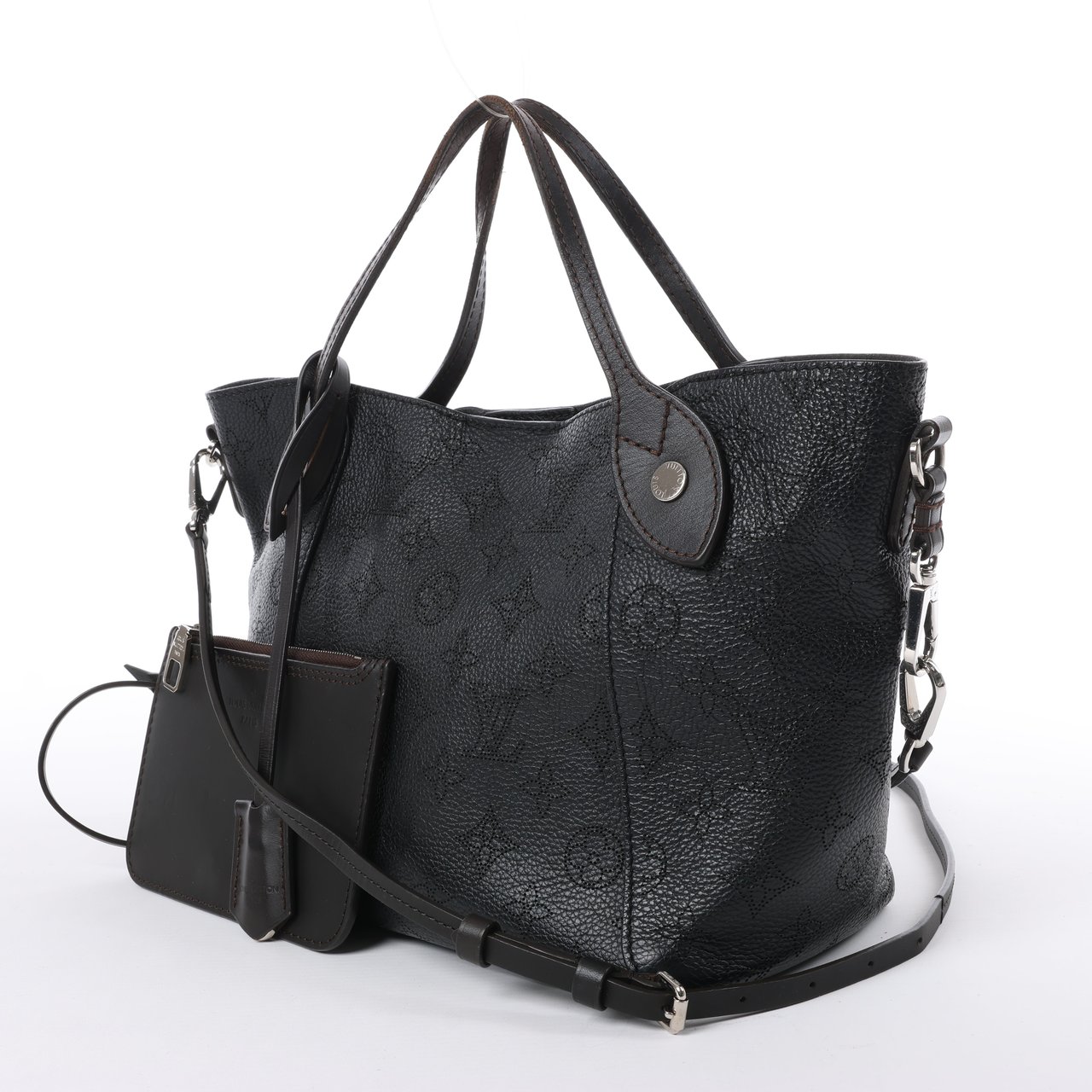 Louis Vuitton Louis Vuitton Hina Monogram Mahina Leather Shoulder Bag in Black M54350 Zwart