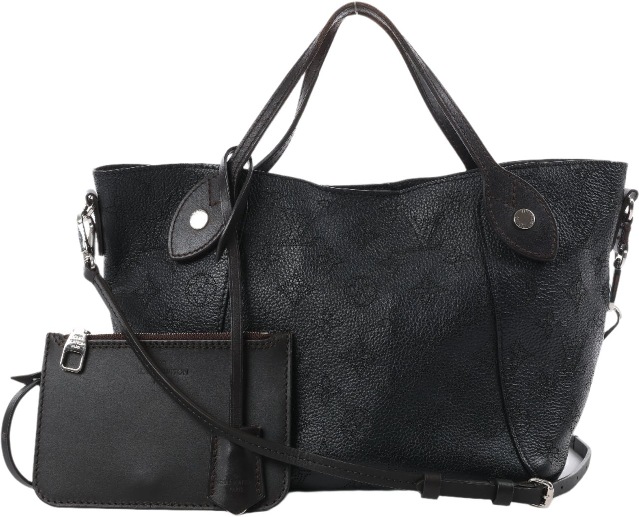 Louis Vuitton Louis Vuitton Hina Monogram Mahina Leather Shoulder Bag in Black M54350 Zwart