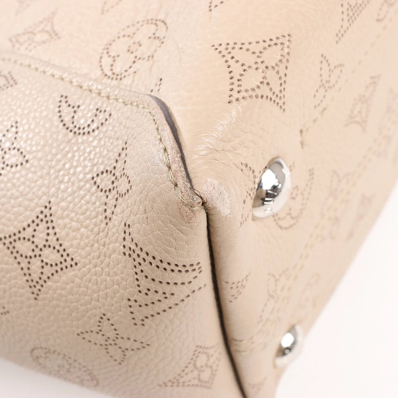 Louis Vuitton Louis Vuitton Hina Monogram Mahina Leather Shoulder Bag in Beige M54351 Beige