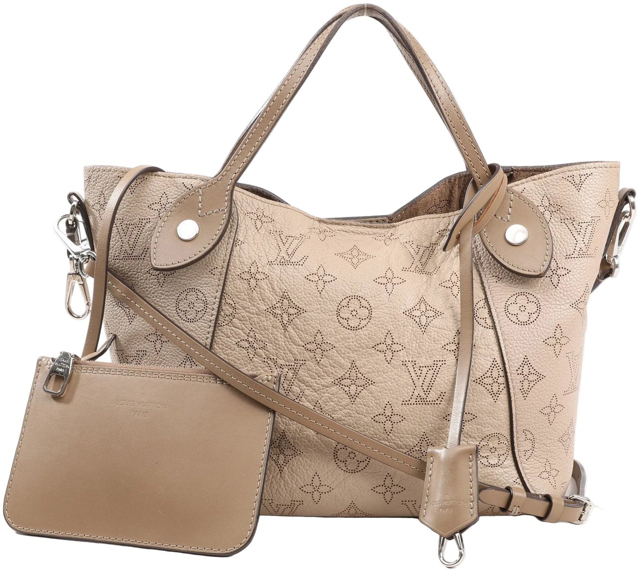 Louis Vuitton Louis Vuitton Hina Monogram Mahina Leather Shoulder Bag in Beige M54351 Beige