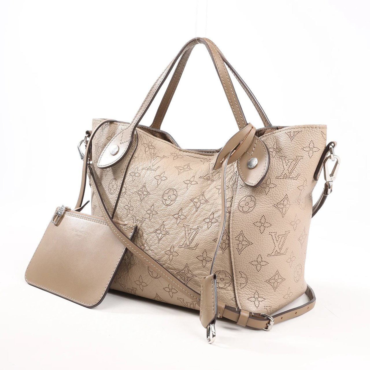 Louis Vuitton Louis Vuitton Hina Monogram Mahina Leather Shoulder Bag in Beige M54351 Beige