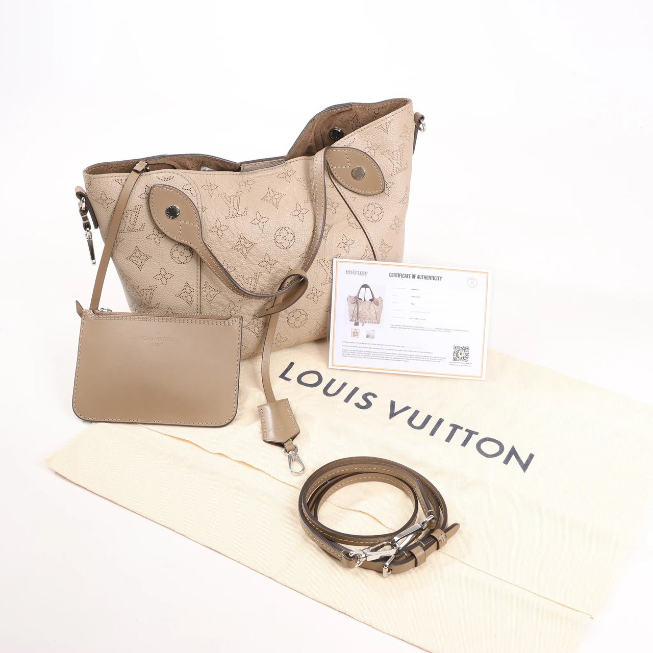 Louis Vuitton Louis Vuitton Hina Monogram Mahina Leather Shoulder Bag in Beige M54351 Beige