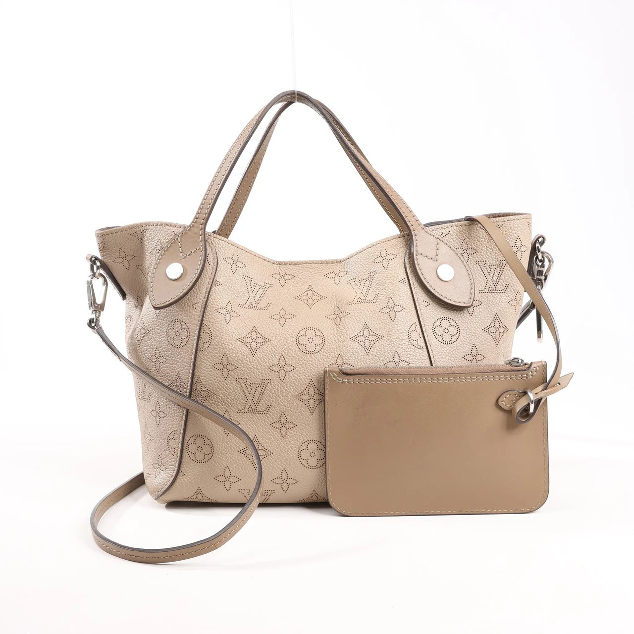Louis Vuitton Louis Vuitton Hina Monogram Mahina Leather Shoulder Bag in Beige M54351 Beige