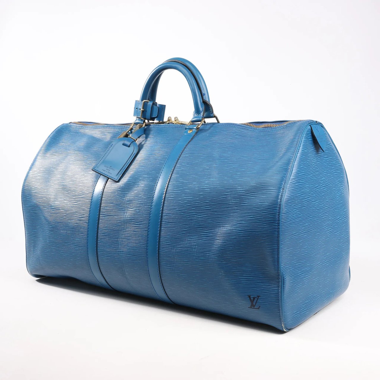Louis Vuitton Louis Vuitton Epi Leather Keepall 55 Travel Bag in Blue M42955 Zwart