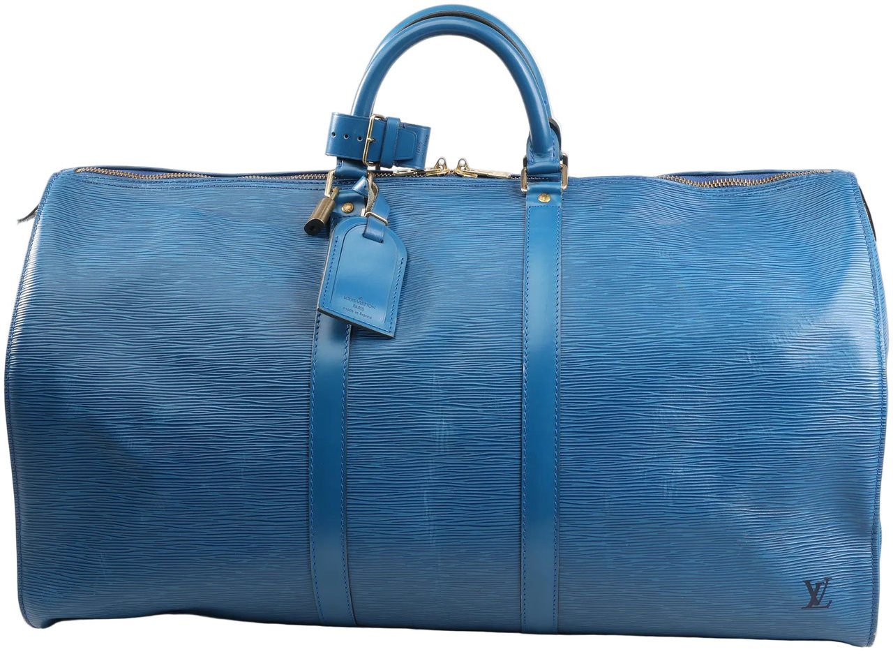Louis Vuitton Louis Vuitton Epi Leather Keepall 55 Travel Bag in Blue M42955 Zwart