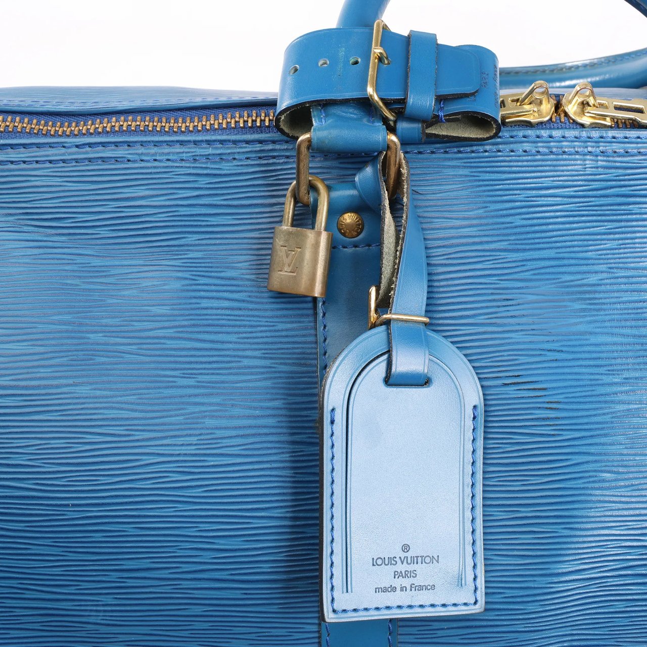 Louis Vuitton Louis Vuitton Epi Leather Keepall 55 Travel Bag in Blue M42955 Zwart