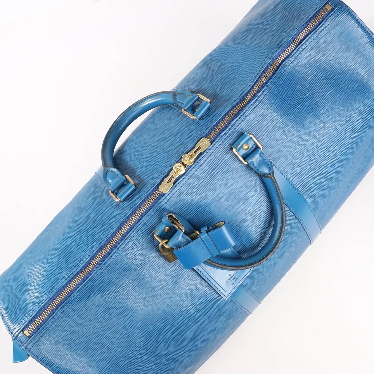 Louis Vuitton Louis Vuitton Epi Leather Keepall 55 Travel Bag in Blue M42955 Zwart
