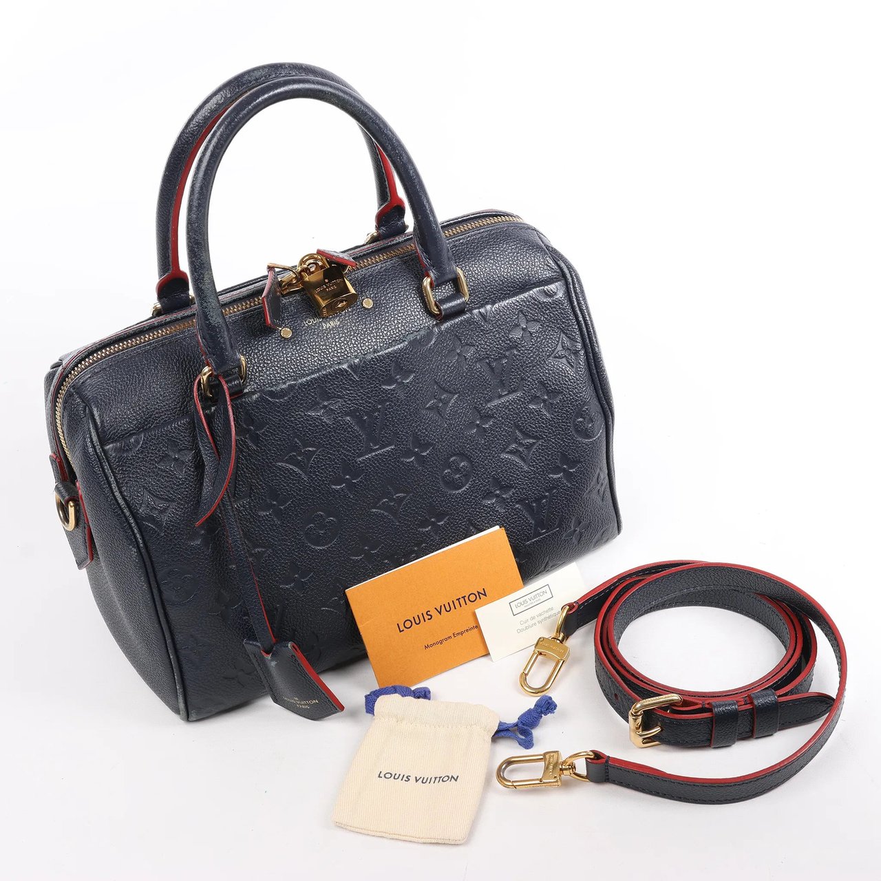 Louis Vuitton Louis Vuitton Monogram Empreinte Speedy 25 Bandoulière 2Way Handbag in Navy Blue M43501 Navy