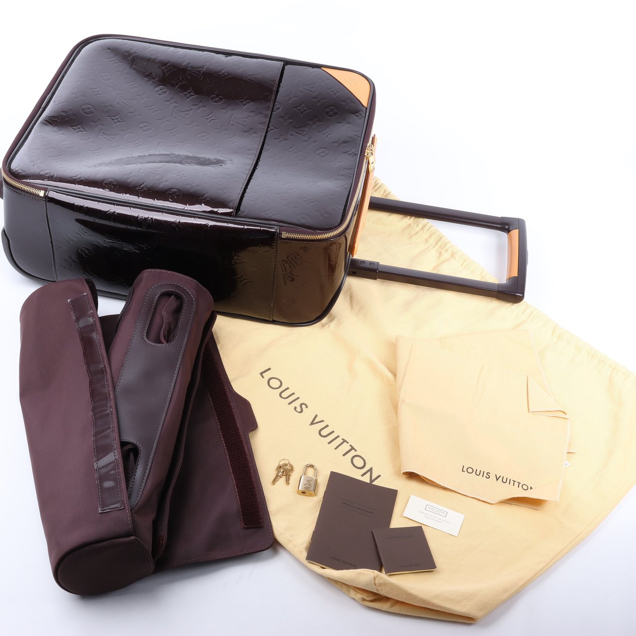 Louis Vuitton Louis Vuitton Vernis Suitcase Pegase 45 Travel Bag in Amarante M91277 Maroon