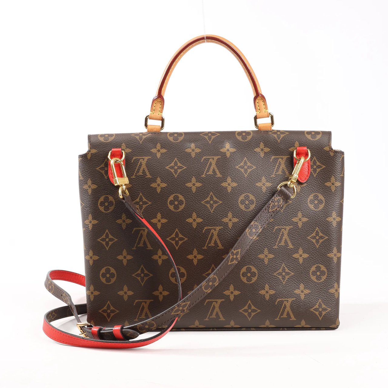 Louis Vuitton Louis Vuitton Monogram Marignan 2Way Female Handbag in Brown x Red M44286 Divers