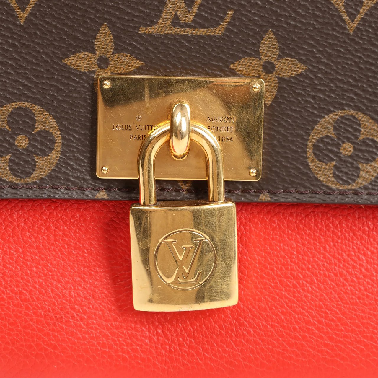 Louis Vuitton Louis Vuitton Monogram Marignan 2Way Female Handbag in Brown x Red M44286 Divers