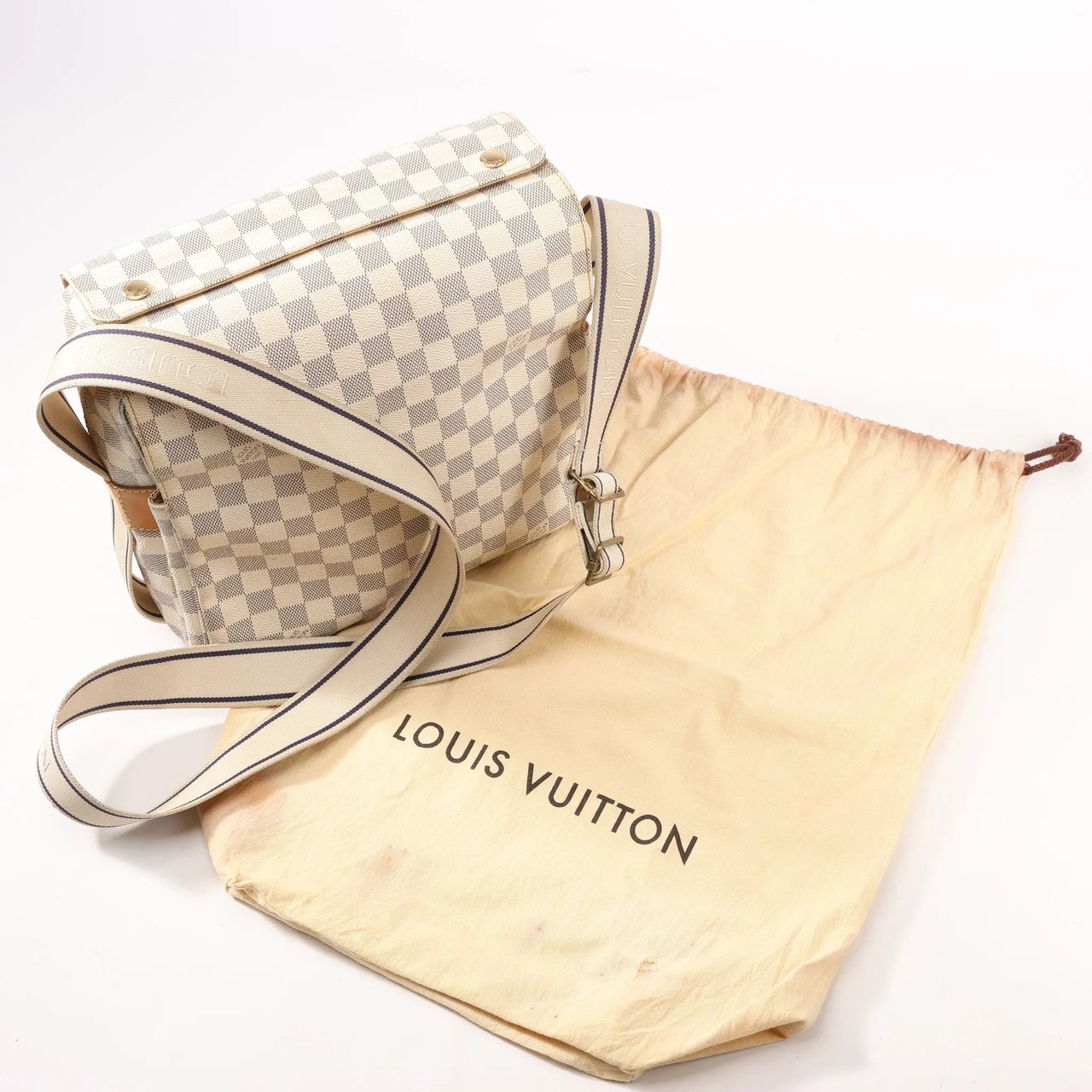 Louis Vuitton Louis Vuitton Damier Azur Naviglio Shoulder Bag in Beige N51189 Beige
