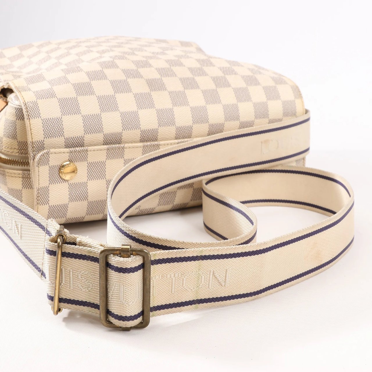 Louis Vuitton Louis Vuitton Damier Azur Naviglio Shoulder Bag in Beige N51189 Beige