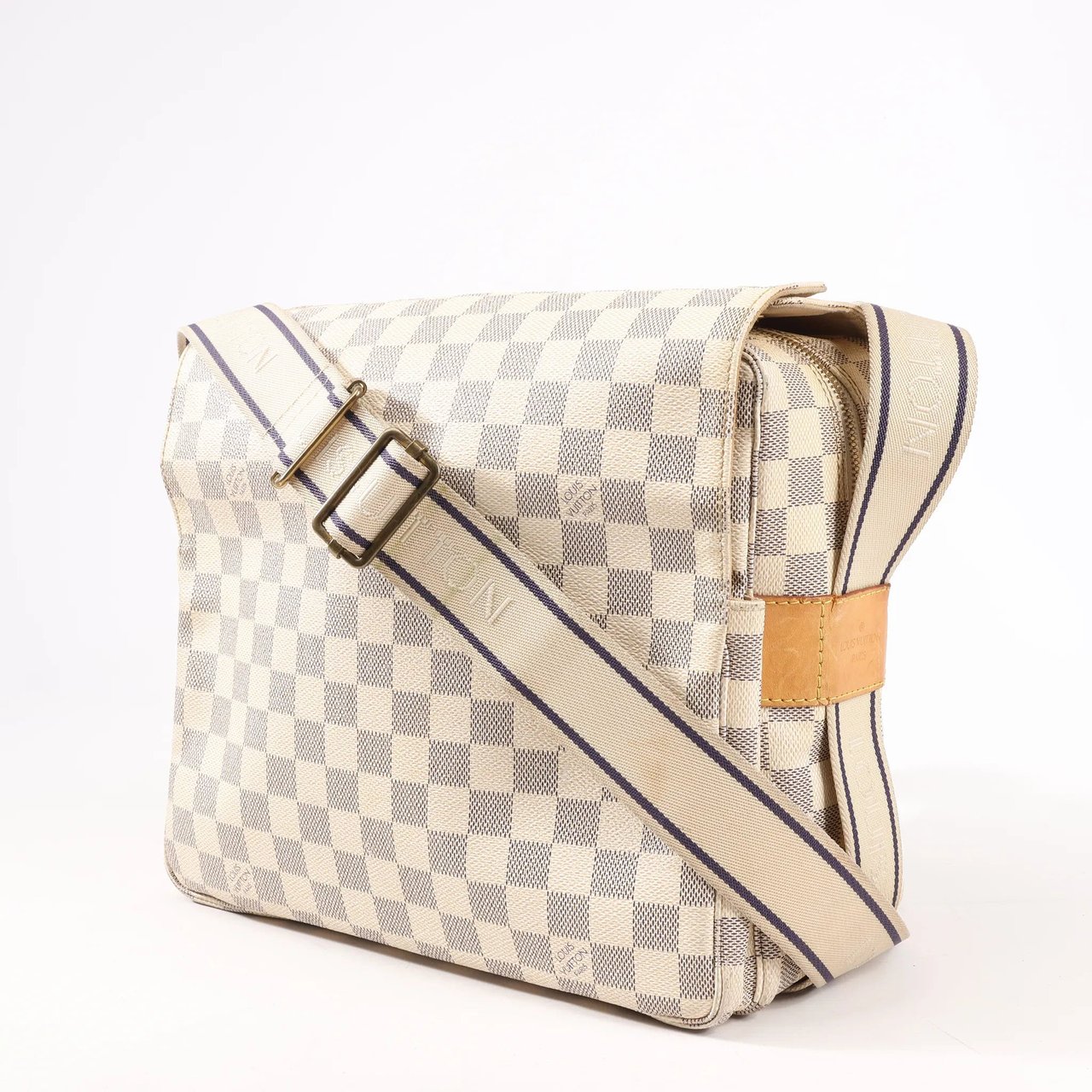 Louis Vuitton Louis Vuitton Damier Azur Naviglio Shoulder Bag in Beige N51189 Beige