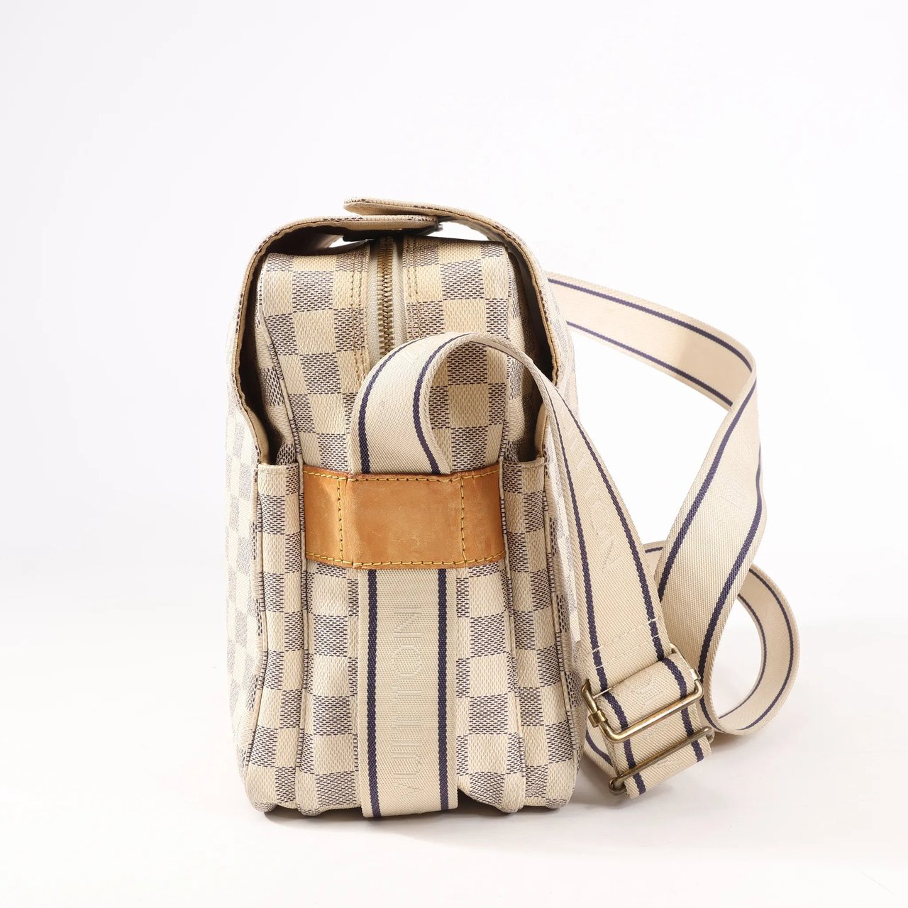 Louis Vuitton Louis Vuitton Damier Azur Naviglio Shoulder Bag in Beige N51189 Beige