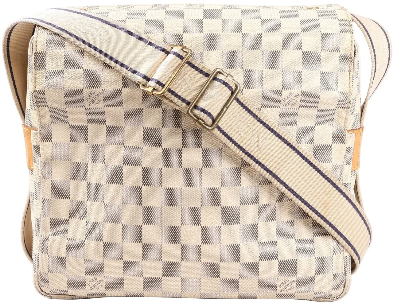 Louis Vuitton Louis Vuitton Damier Azur Naviglio Shoulder Bag in Beige N51189 Beige