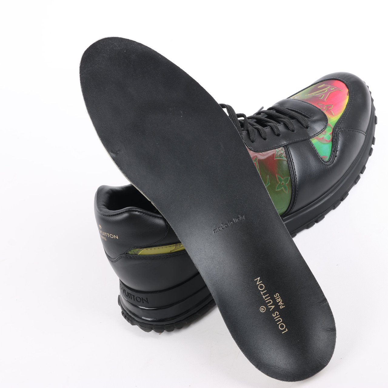 Louis Vuitton Louis Vuitton Runaway Line 20 years Monogram Rainbow Leather x Fabric Sneakers in Black x Multicolor GO0230, Size 45 EU Divers