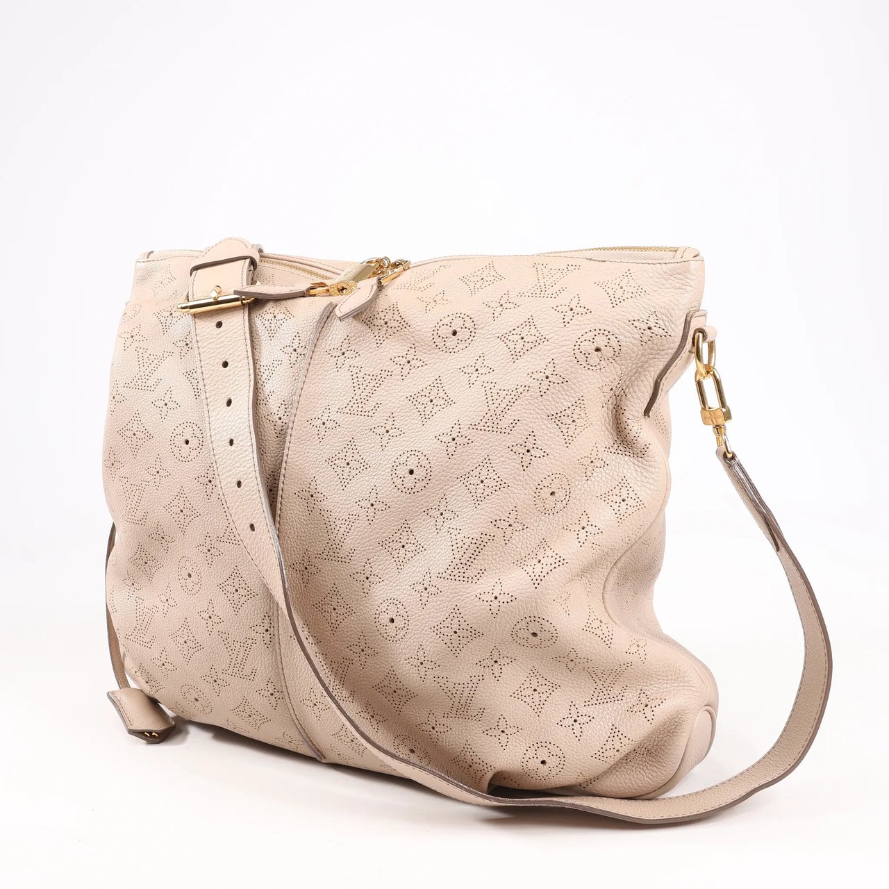 Louis Vuitton Louis Vuitton Selene MM Monogram Mahina Leather Shoulder Bag in Beige M97141 Beige