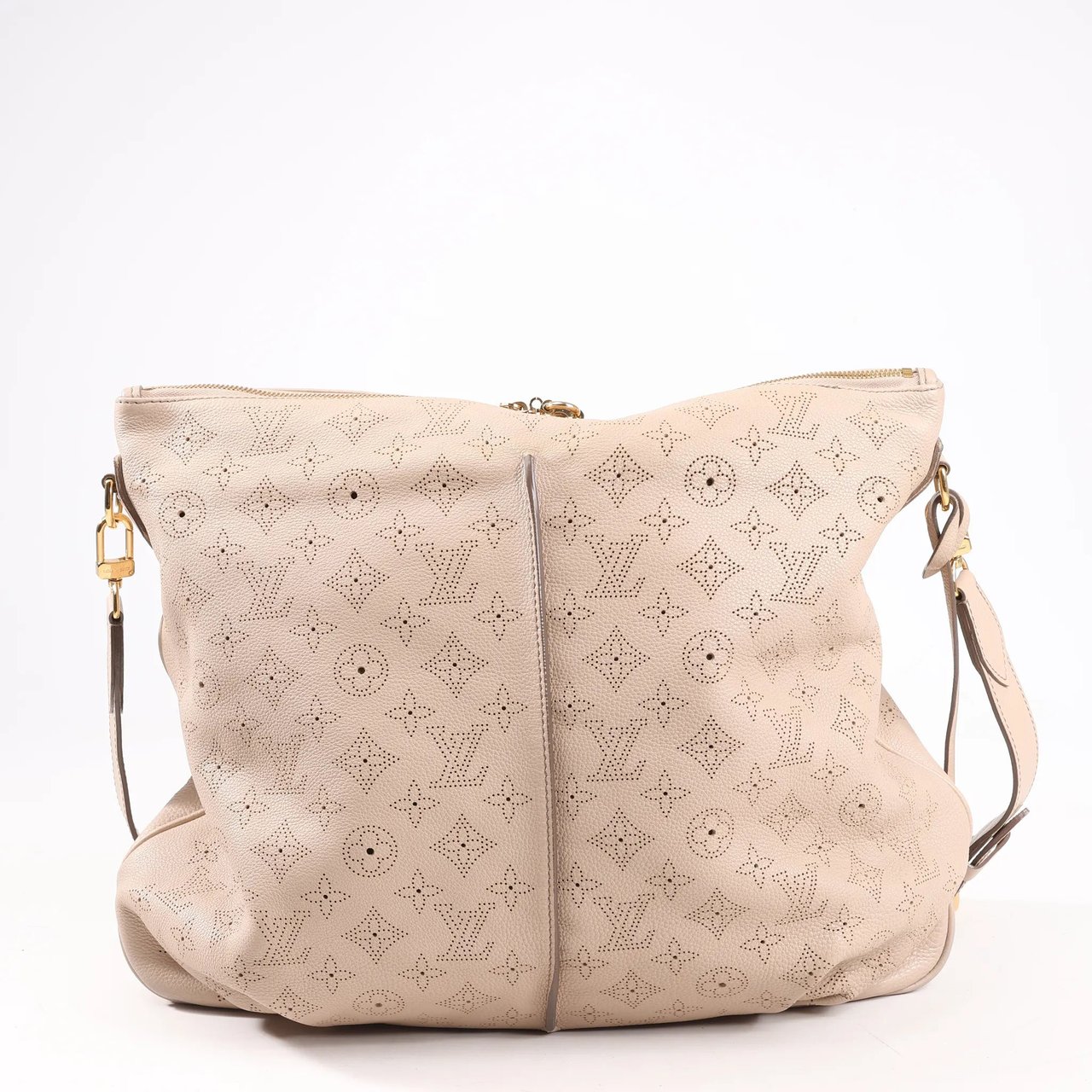 Louis Vuitton Louis Vuitton Selene MM Monogram Mahina Leather Shoulder Bag in Beige M97141 Beige