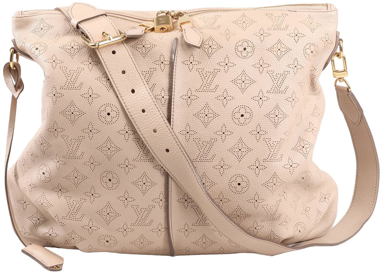 Louis Vuitton Louis Vuitton Selene MM Monogram Mahina Leather Shoulder Bag in Beige M97141 Beige
