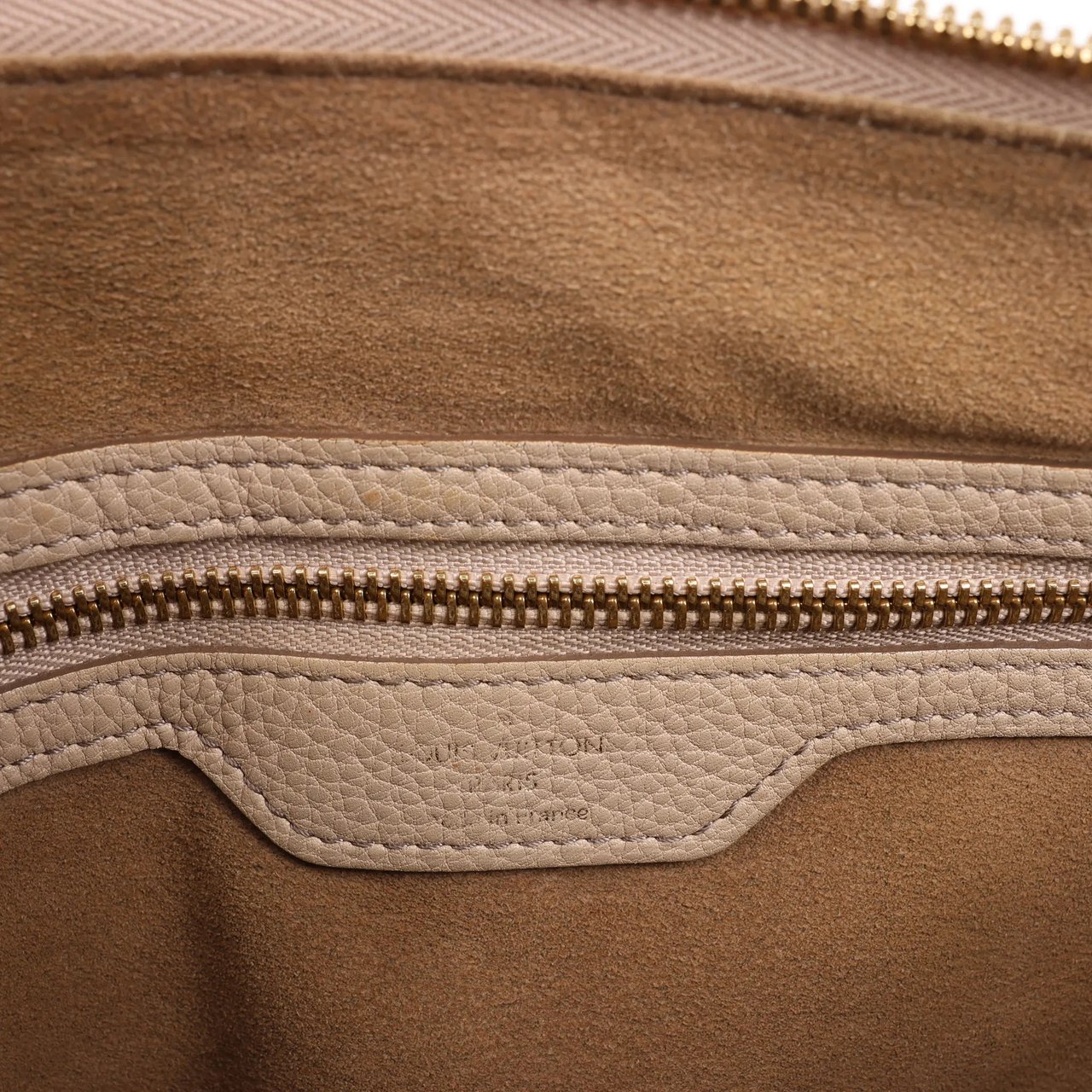 Louis Vuitton Louis Vuitton Selene MM Monogram Mahina Leather Shoulder Bag in Beige M97141 Beige