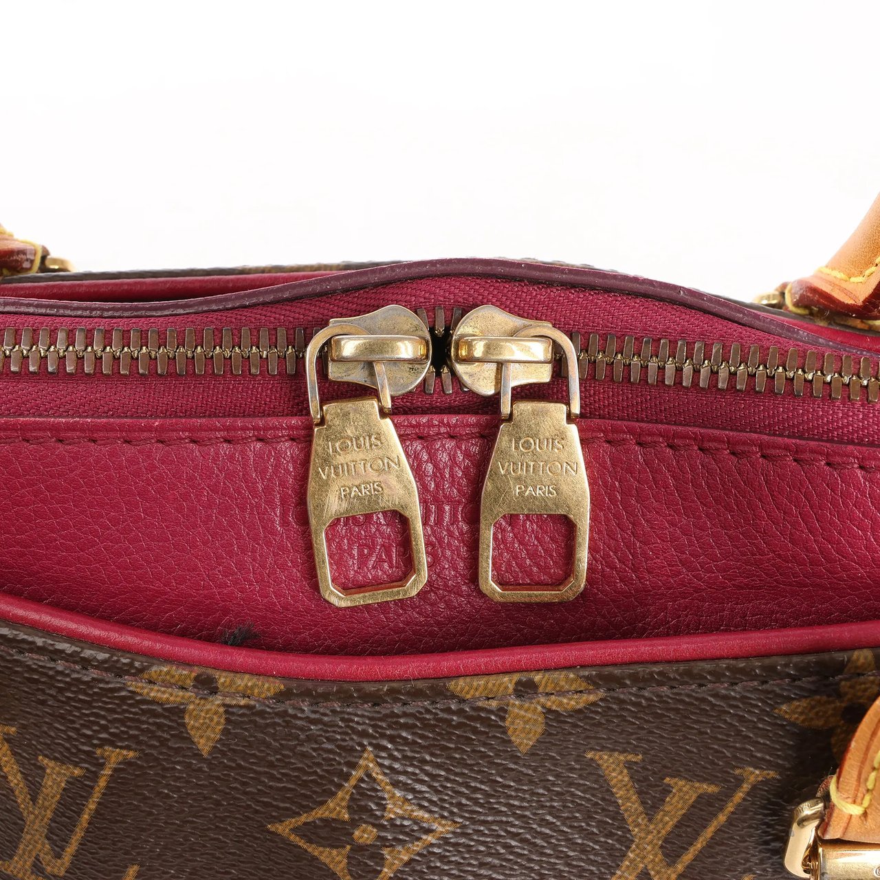 Louis Vuitton Louis Vuitton Monogram Pallas MM 2Way Handbag in Brown x Red M40906 Divers