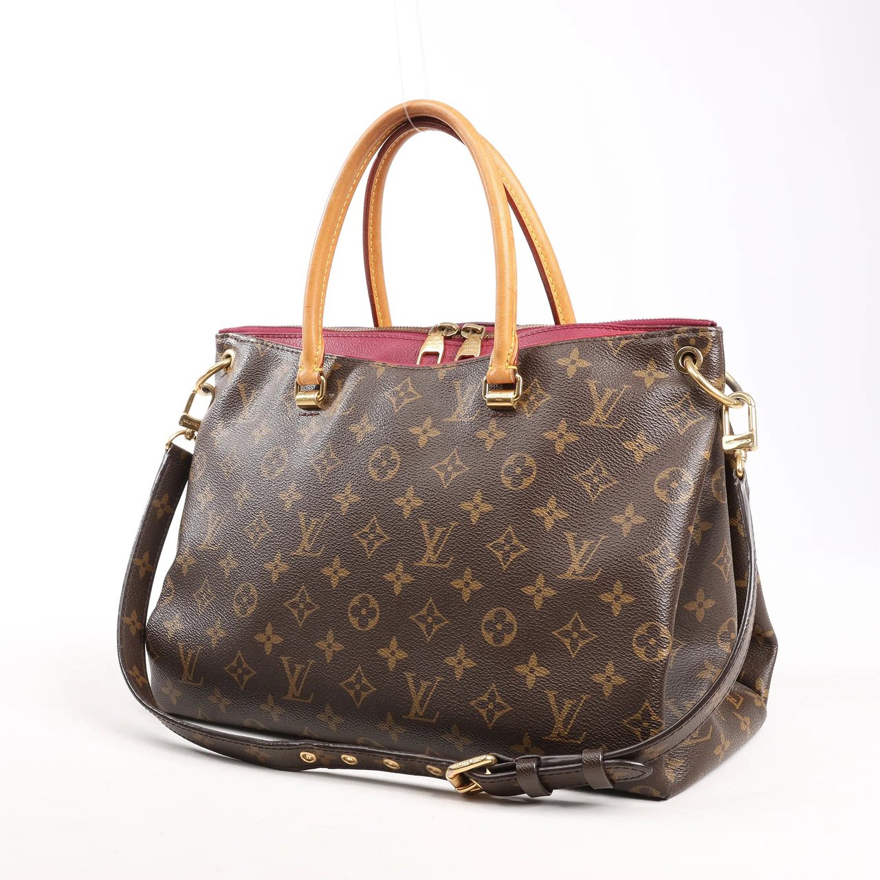 Louis Vuitton Louis Vuitton Monogram Pallas MM 2Way Handbag in Brown x Red M40906 Divers