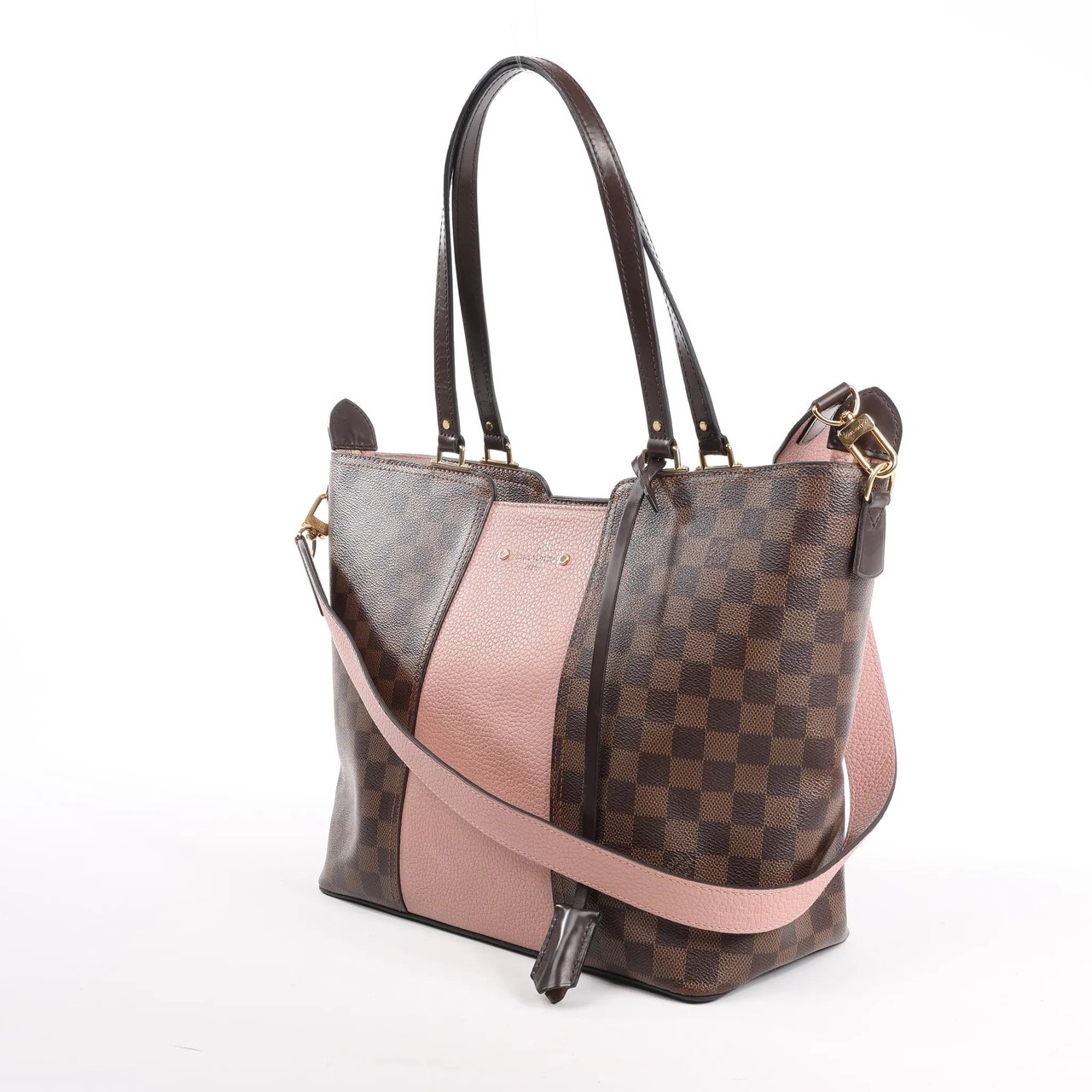 Louis Vuitton Louis Vuitton Jersey Damier x Leather 2Way Shoulder Bag in Brown x Pink N44041 Divers
