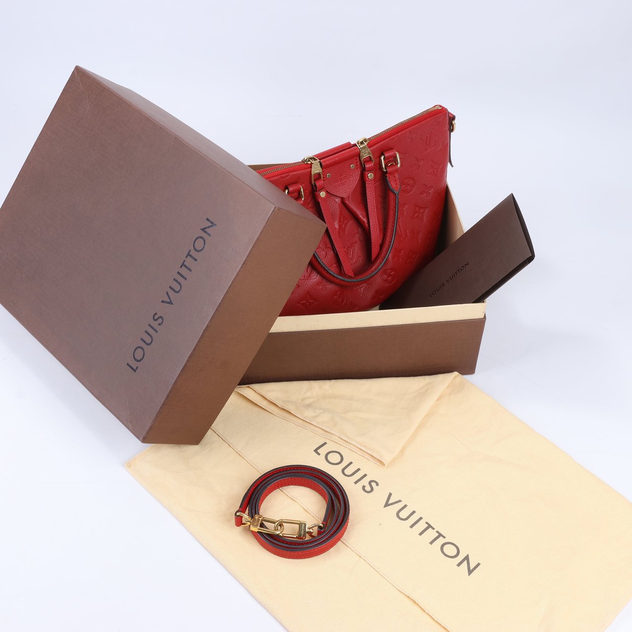 Louis Vuitton Louis Vuitton Monogram Empreinte Mazarine PM Handbag in Cherry M50638 Rood