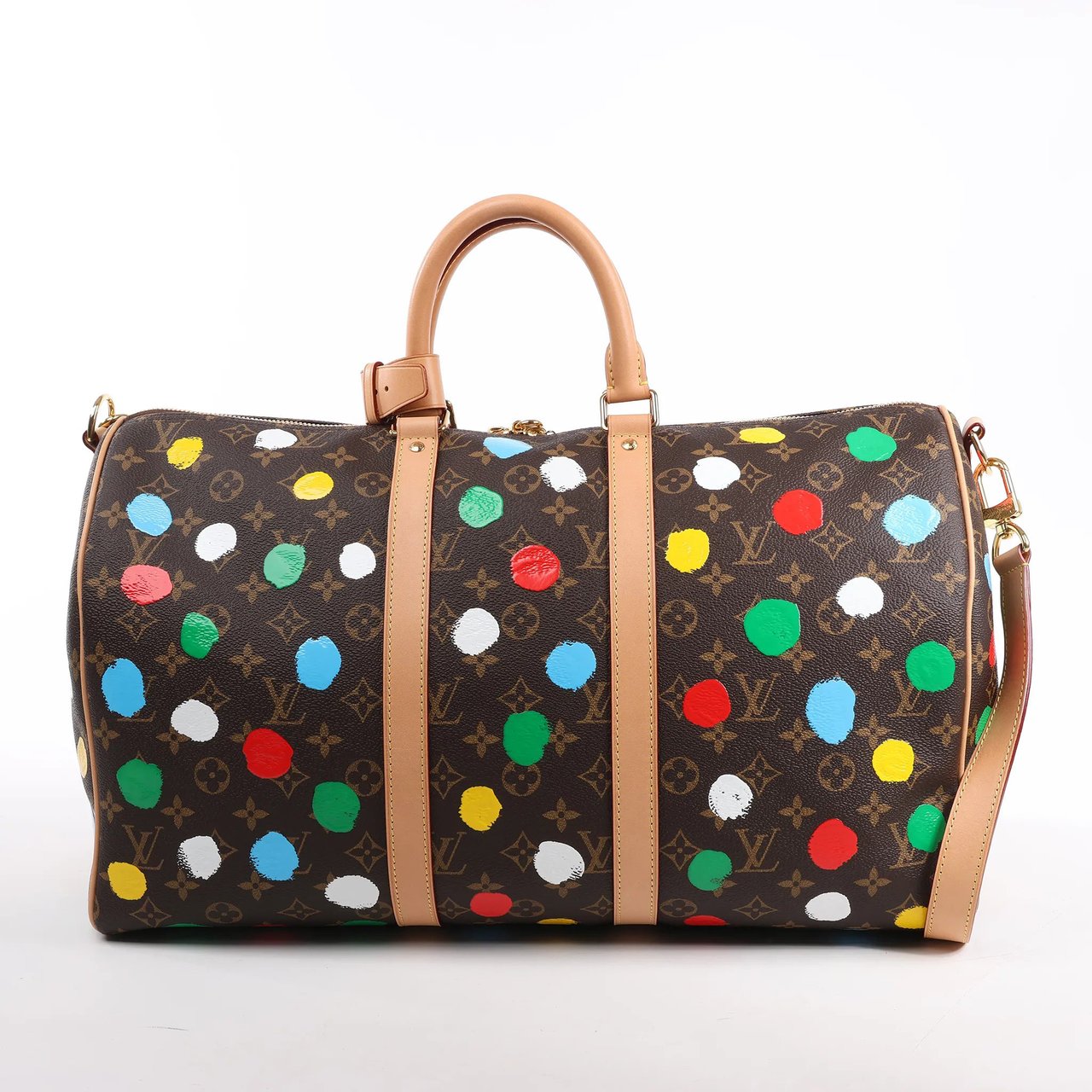 Louis Vuitton Louis Vuitton x Yayoi Kusama Monogram Keepall Bandouliere 45 Travel Bag M46377 Bruin