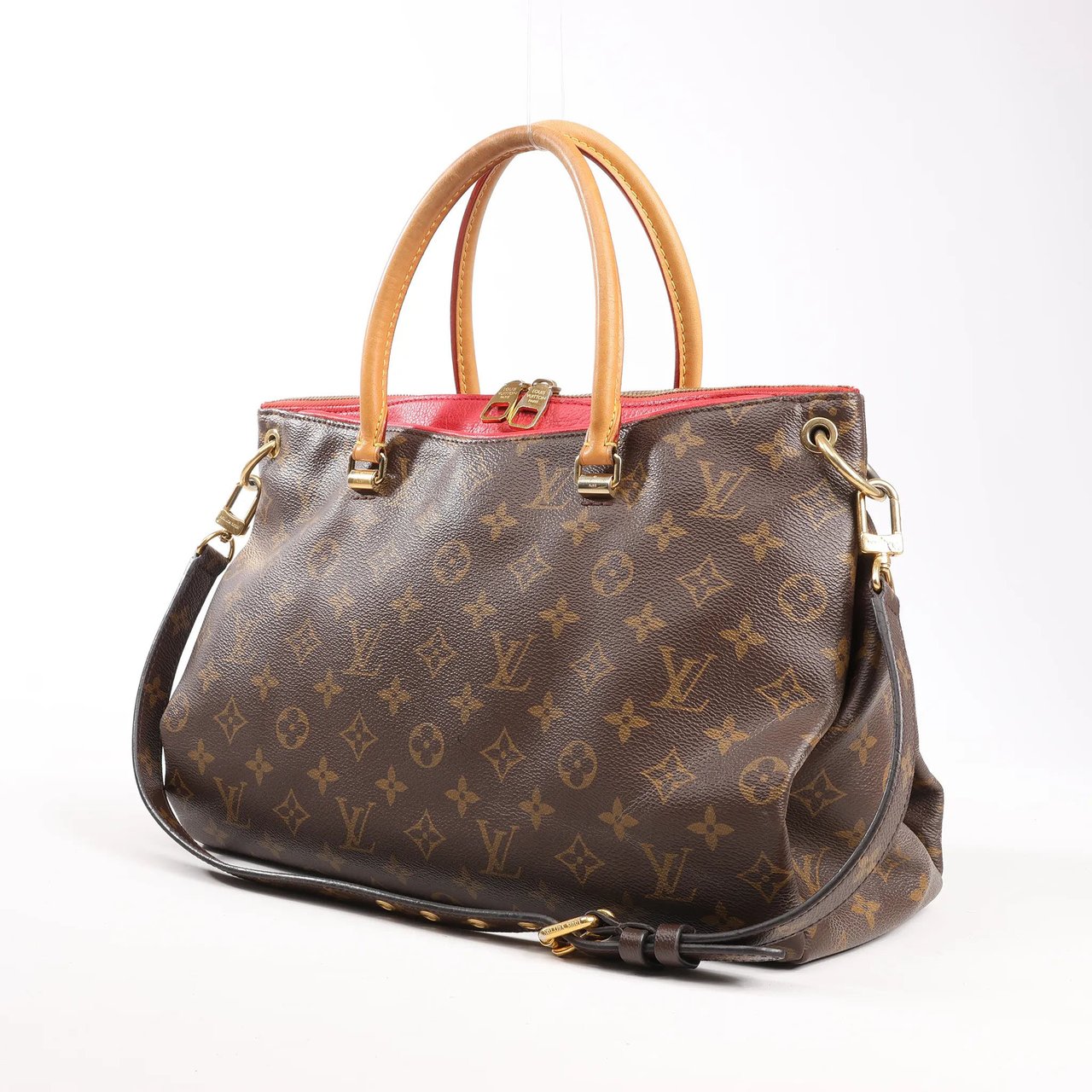 Louis Vuitton Louis Vuitton Pallas MM Monogram 2Way Handbag in Brown x Red M41175 Divers