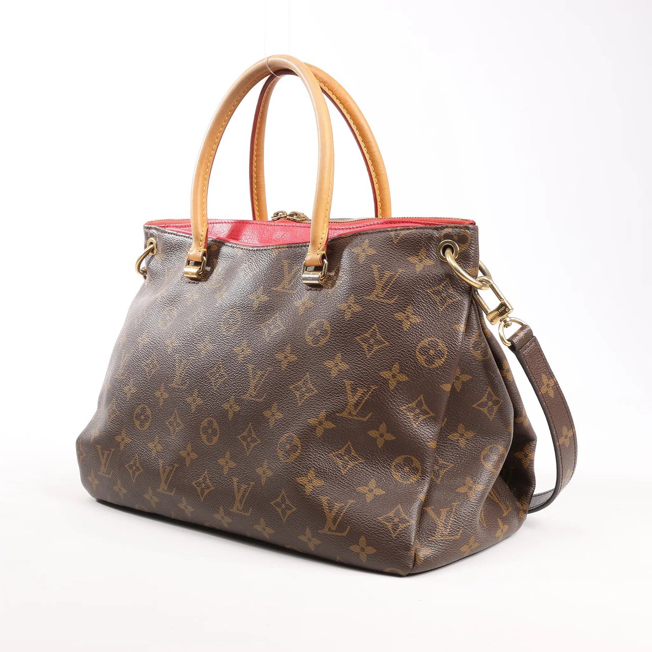 Louis Vuitton Louis Vuitton Pallas MM Monogram 2Way Handbag in Brown x Red M41175 Divers