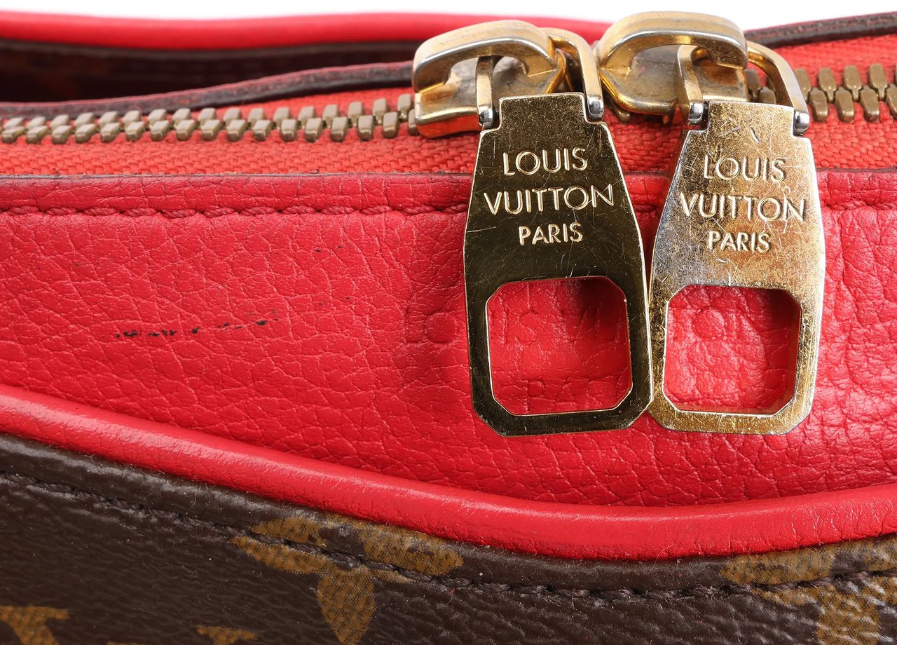 Louis Vuitton Louis Vuitton Pallas MM Monogram 2Way Handbag in Brown x Red M41175 Divers