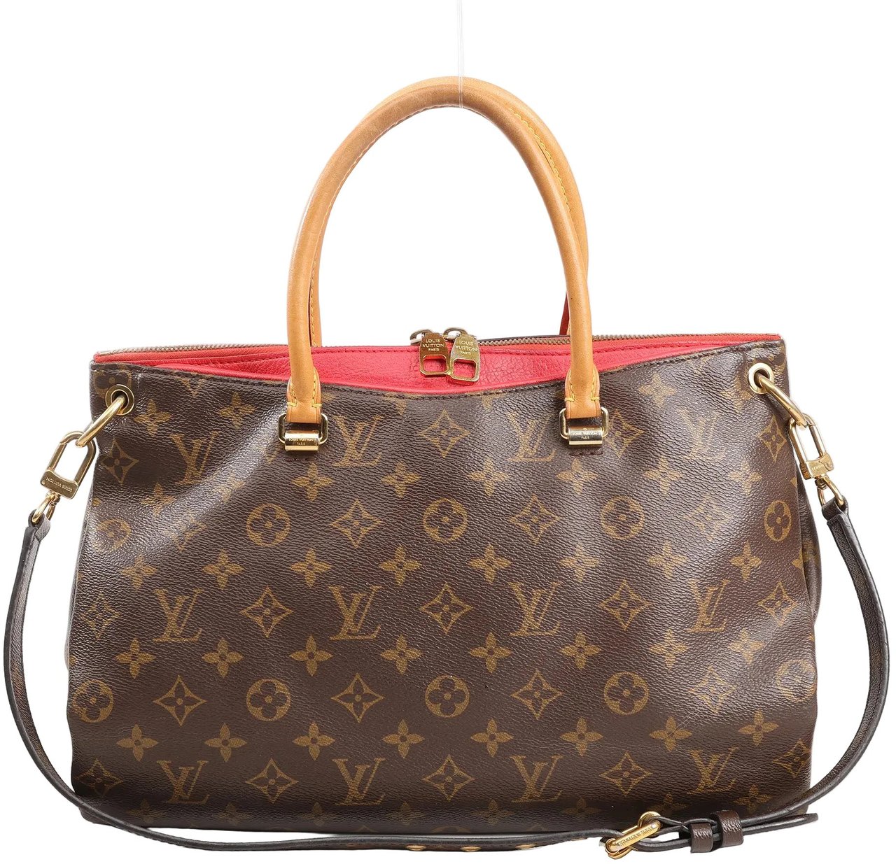 Louis Vuitton Louis Vuitton Pallas MM Monogram 2Way Handbag in Brown x Red M41175 Divers