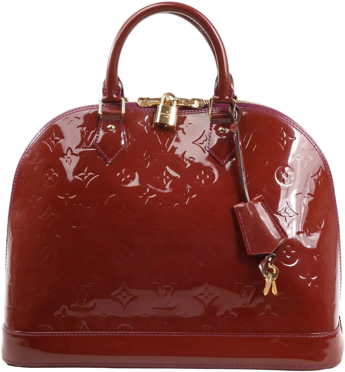 Louis Vuitton Louis Vuitton Alma GM Vernis Handbag in Burgundy M93594 Maroon