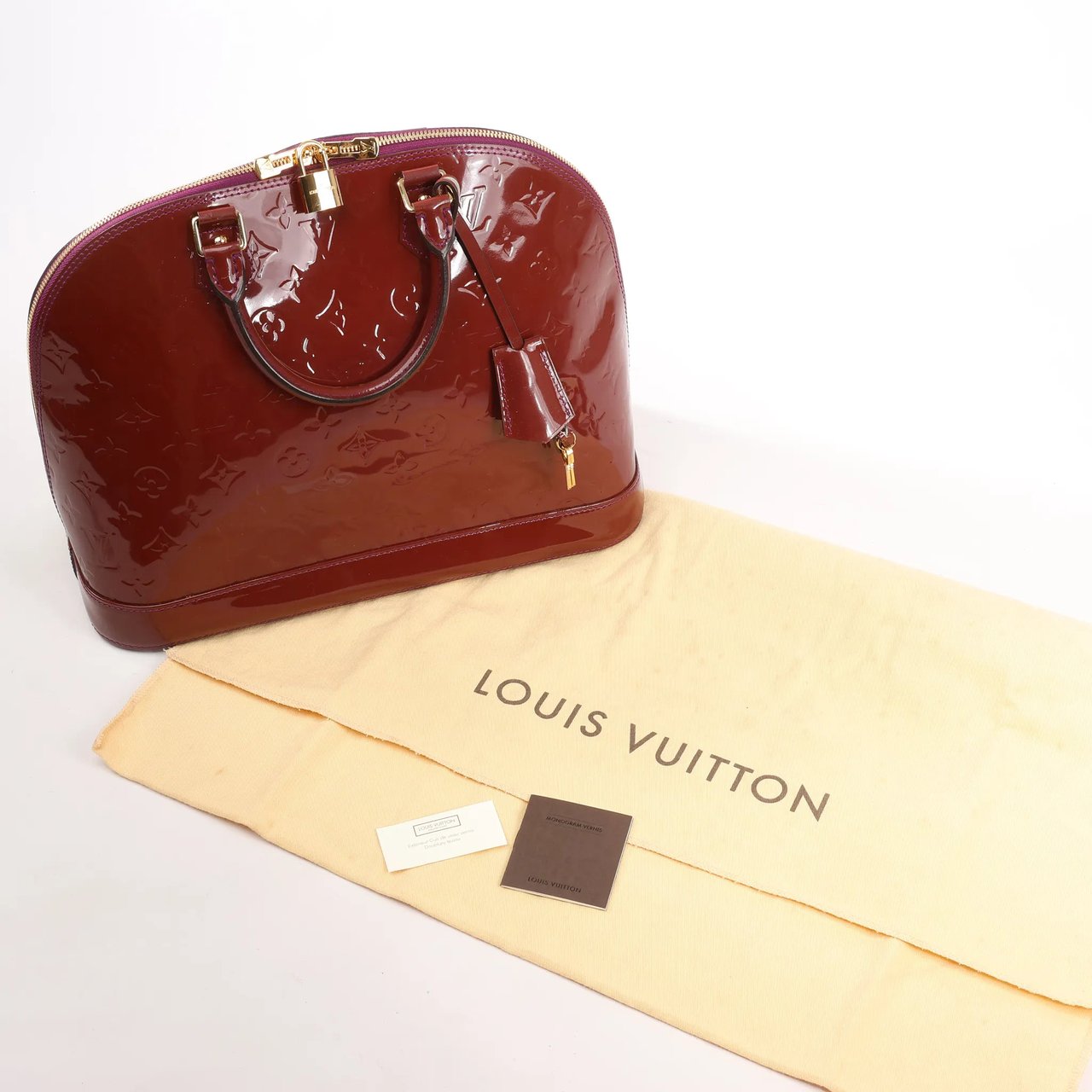 Louis Vuitton Louis Vuitton Alma GM Vernis Handbag in Burgundy M93594 Maroon