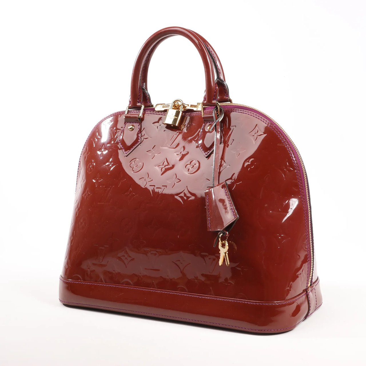 Louis Vuitton Louis Vuitton Alma GM Vernis Handbag in Burgundy M93594 Maroon