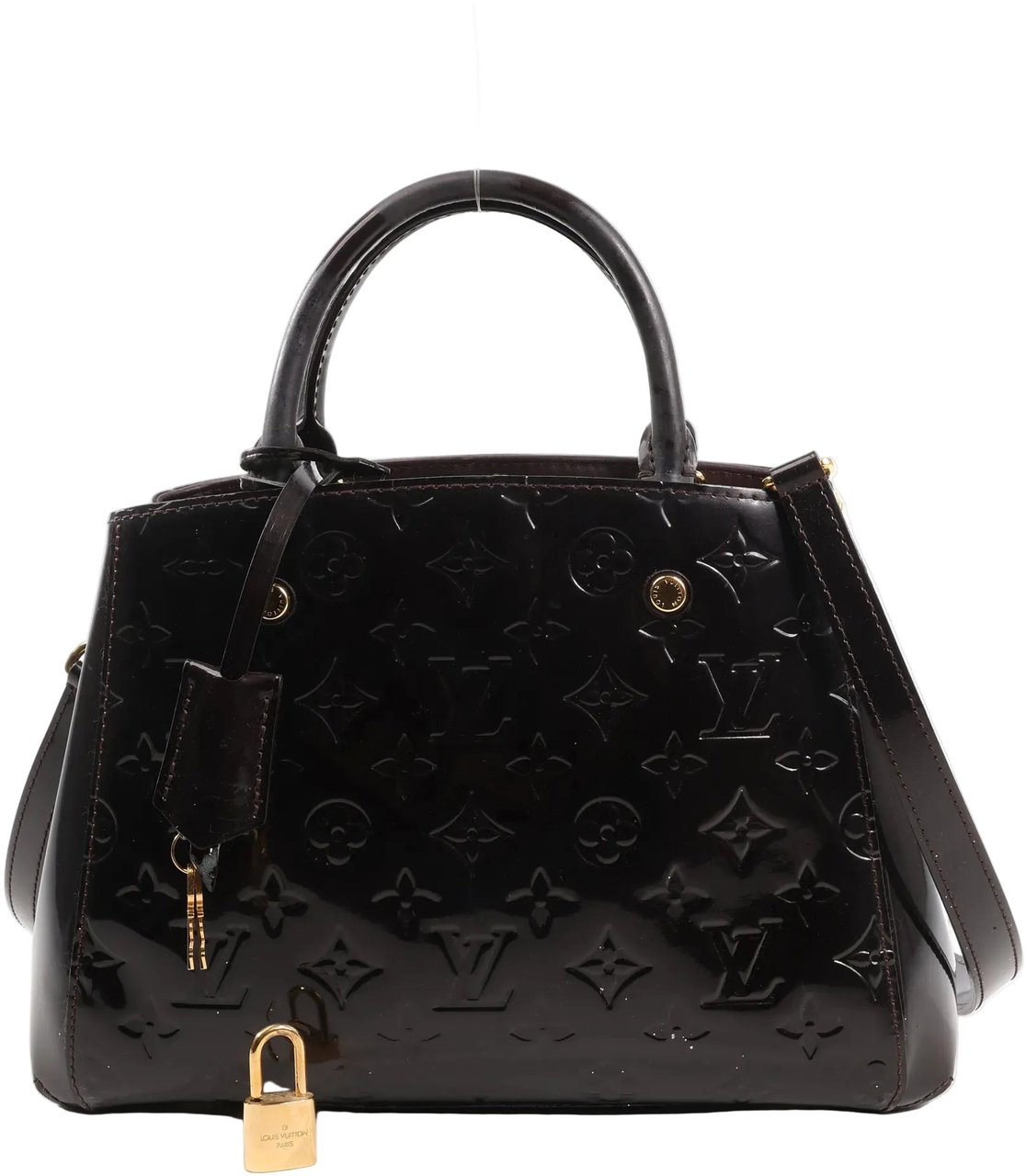 Louis Vuitton Louis Vuitton Montaigne BB Vernis Patent Leather 2Way Handbag in Dark Purple M50403 Maroon
