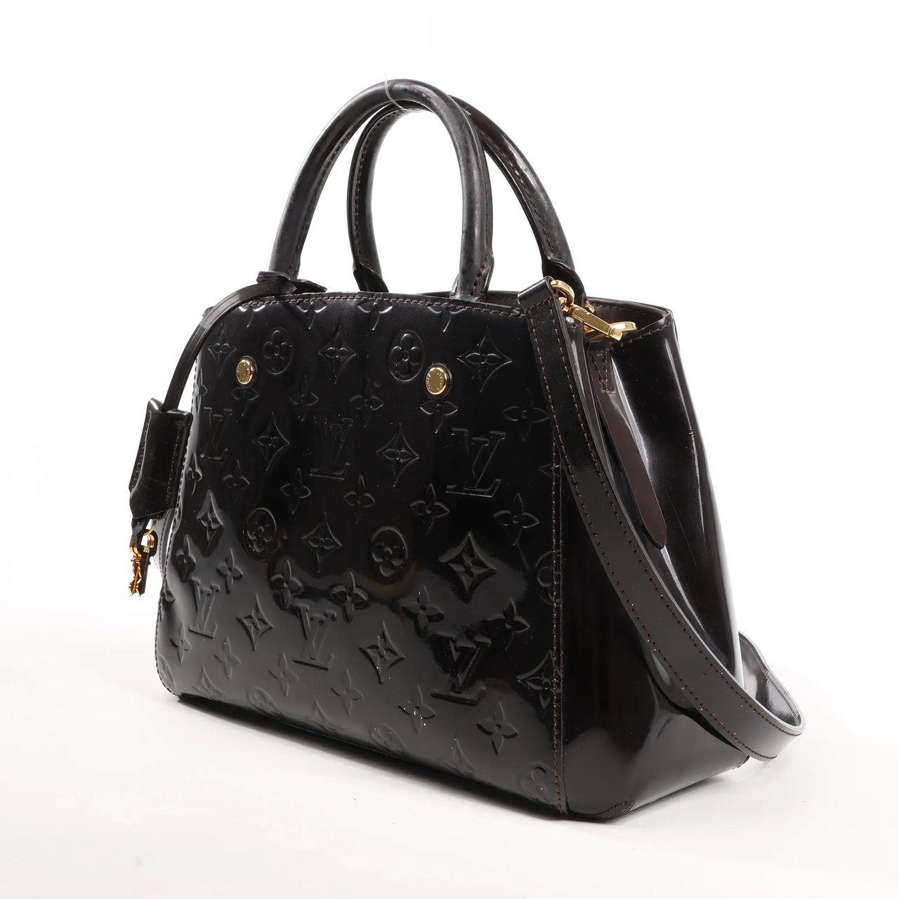 Louis Vuitton Louis Vuitton Montaigne BB Vernis Patent Leather 2Way Handbag in Dark Purple M50403 Maroon