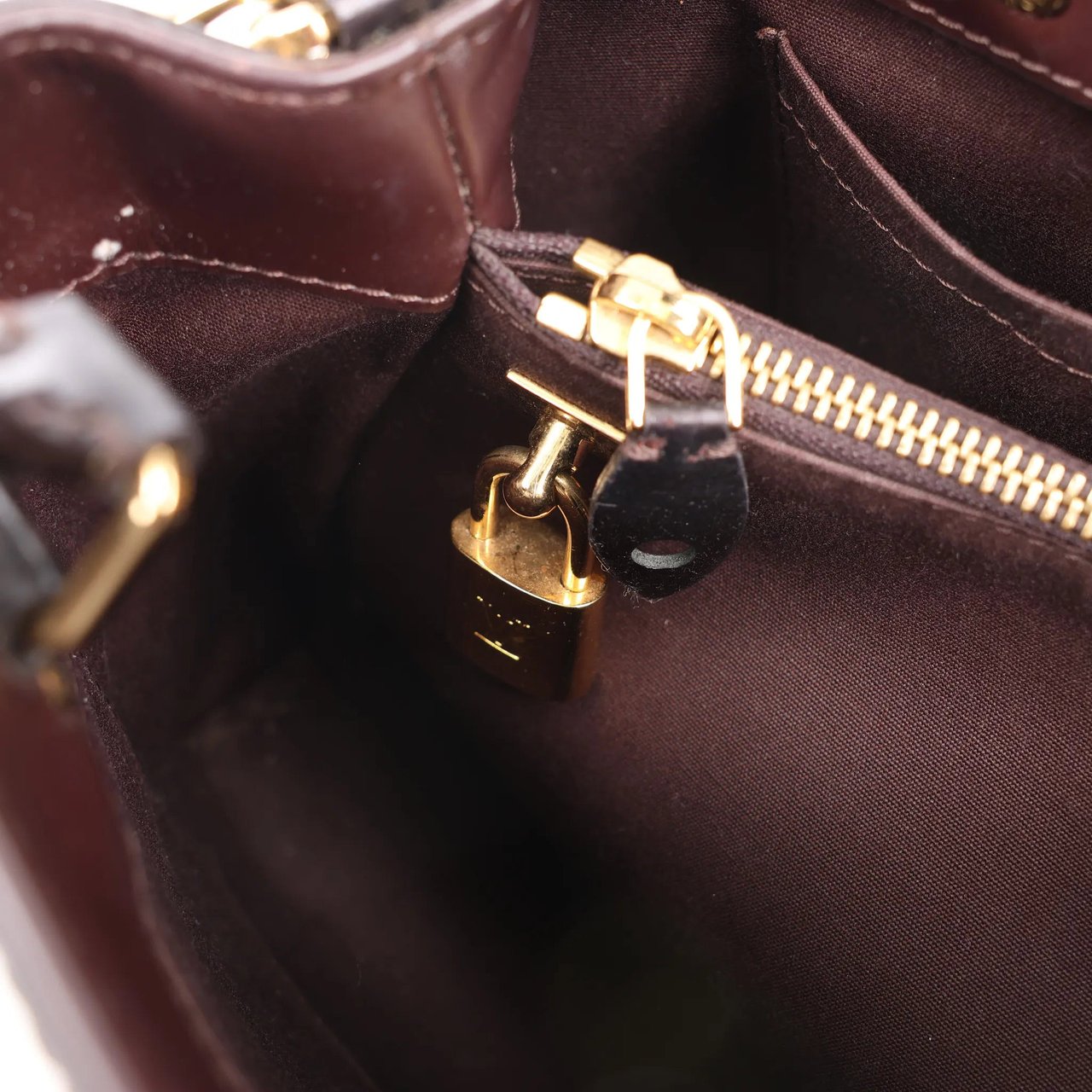 Louis Vuitton Louis Vuitton Montaigne BB Vernis Patent Leather 2Way Handbag in Dark Purple M50403 Maroon