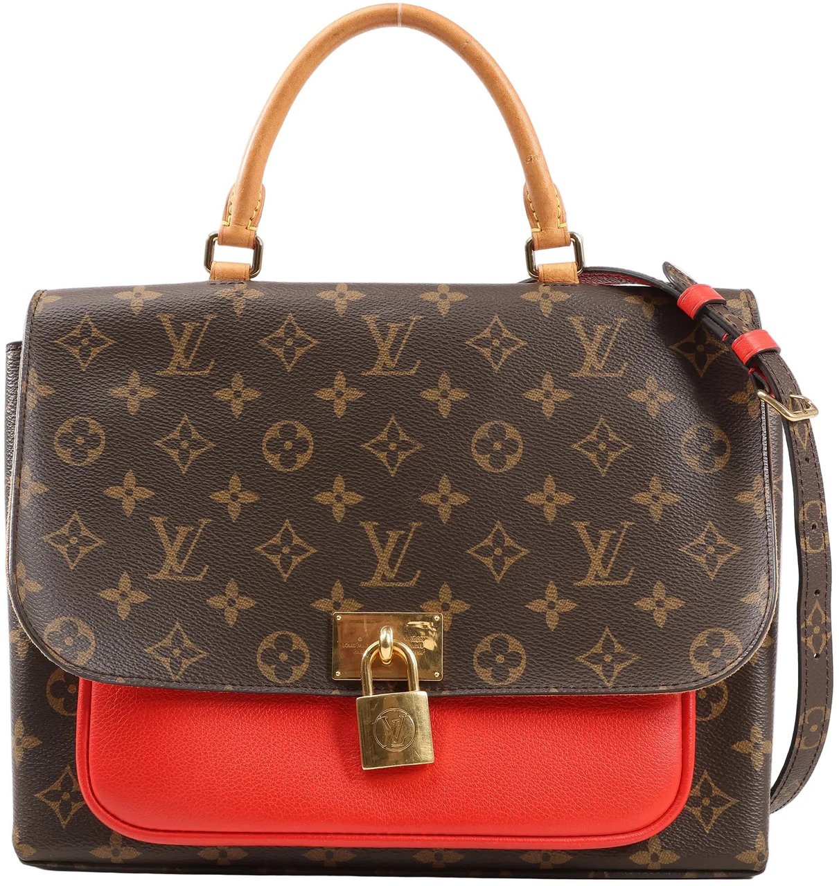 Louis Vuitton Louis Vuitton Monogram Marignan 2Way Female Handbag in Brown x Red M44286 Divers