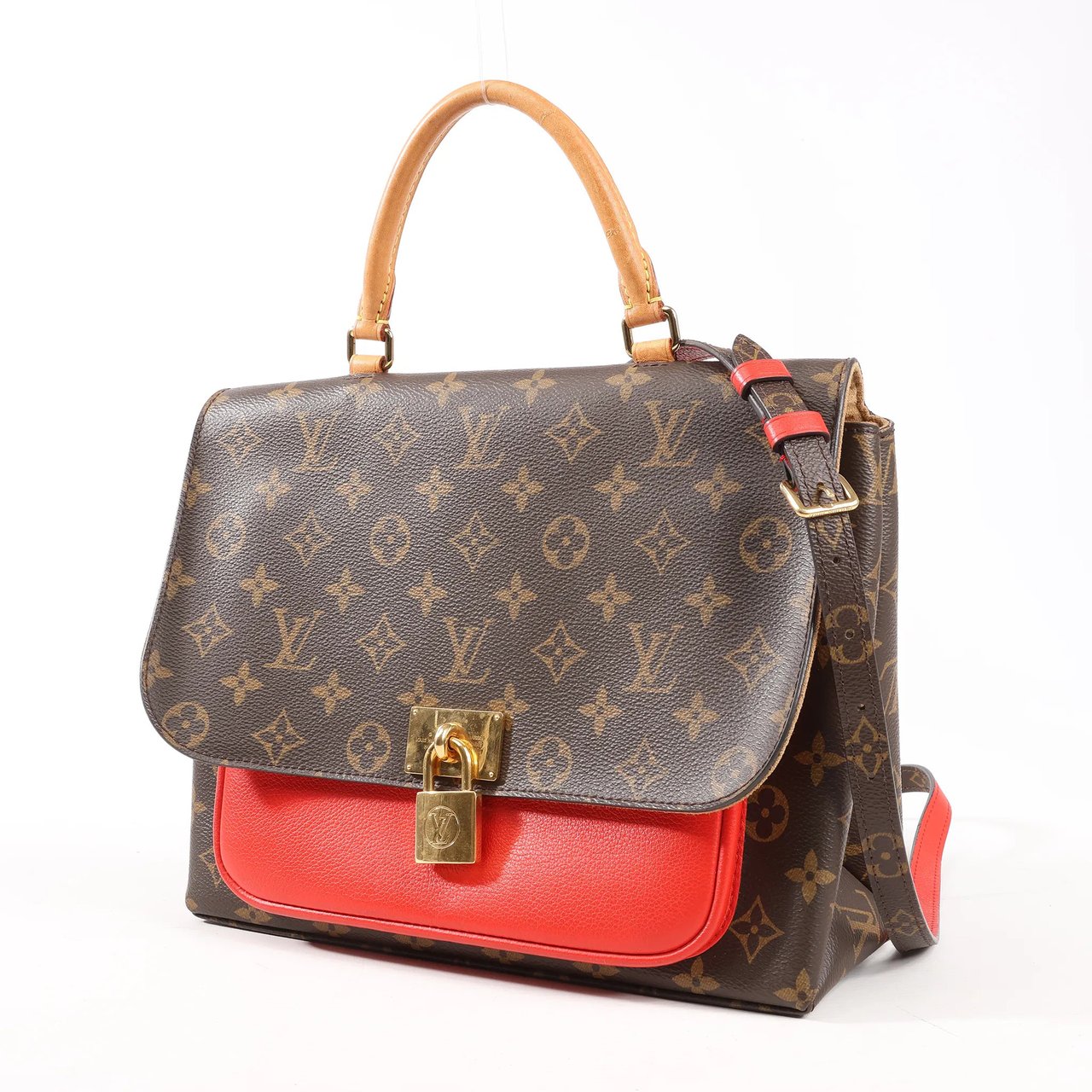 Louis Vuitton Louis Vuitton Monogram Marignan 2Way Female Handbag in Brown x Red M44286 Divers