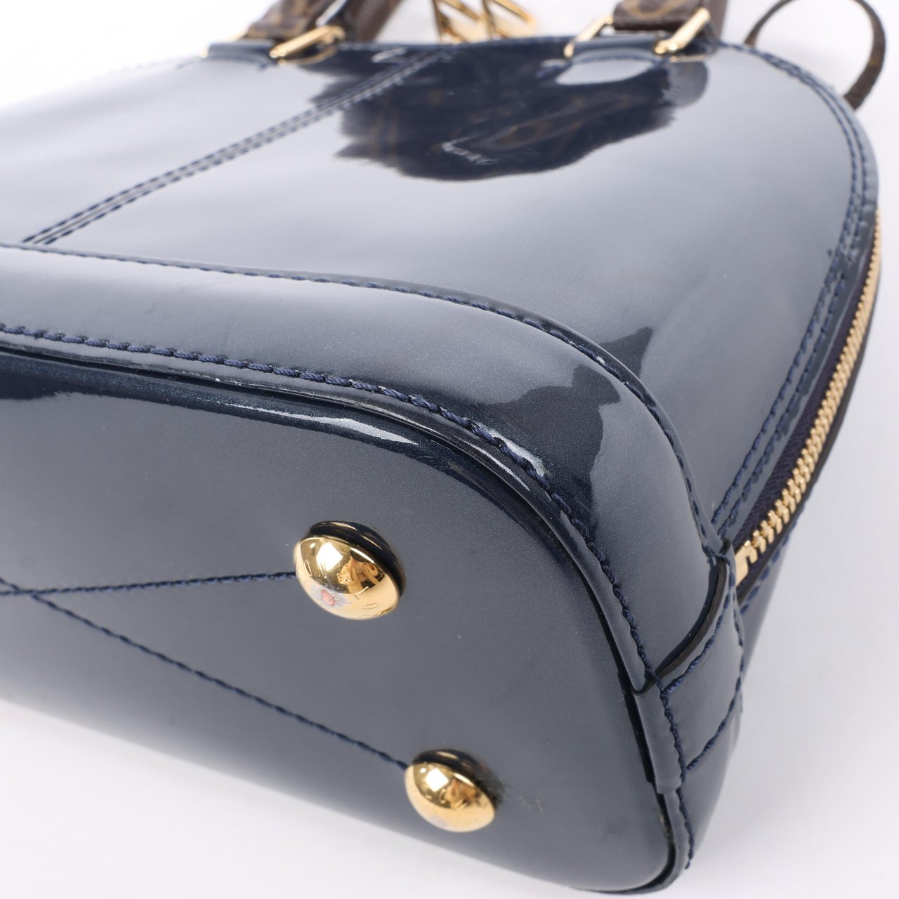 Louis Vuitton Louis Vuitton Alma BB Monogram Canvas and Vernis Leather Handbag in Navy M54705 Navy